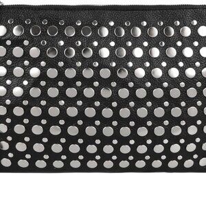 Women Denim Wristlet Clutch Purse PU Leather Quilted Zipper Compact Wallet